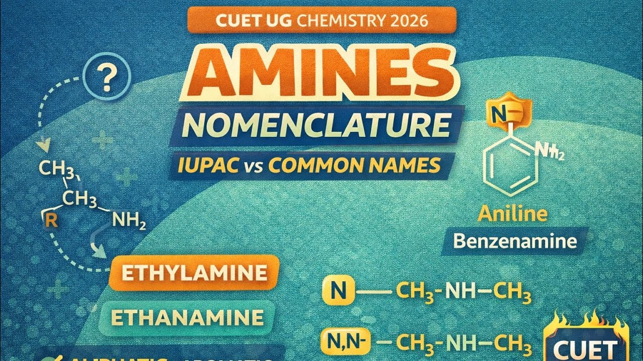 Nomenclature of Amines Explained for CUET UG | IUPAC vs Common Names | Organic Chemistry CUET 2026