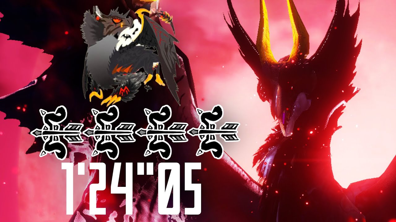 Monster Hunter Rise Fast and Epic 4P Bow Speedrun of Raum The Devil King (Black Malzeno) in 1'24