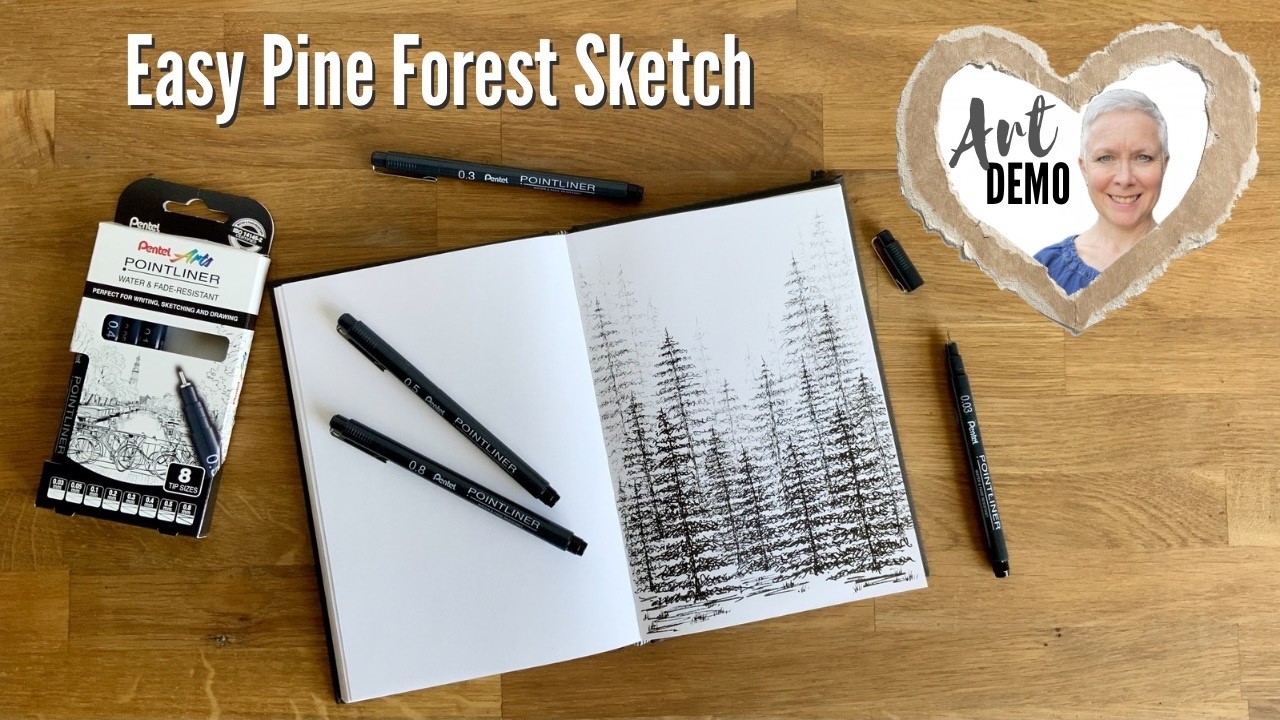 Easy Pine Forest Sketch | Art Demonstration with Sue Smith