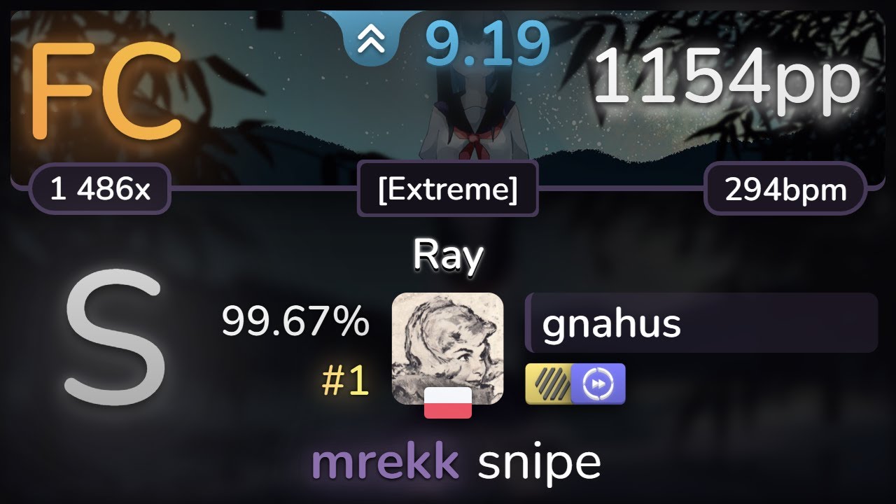 9.2⭐ gnahus | PassCode - Ray [Extreme] +HDDT 99.67% FC #1 | 1154pp - osu!