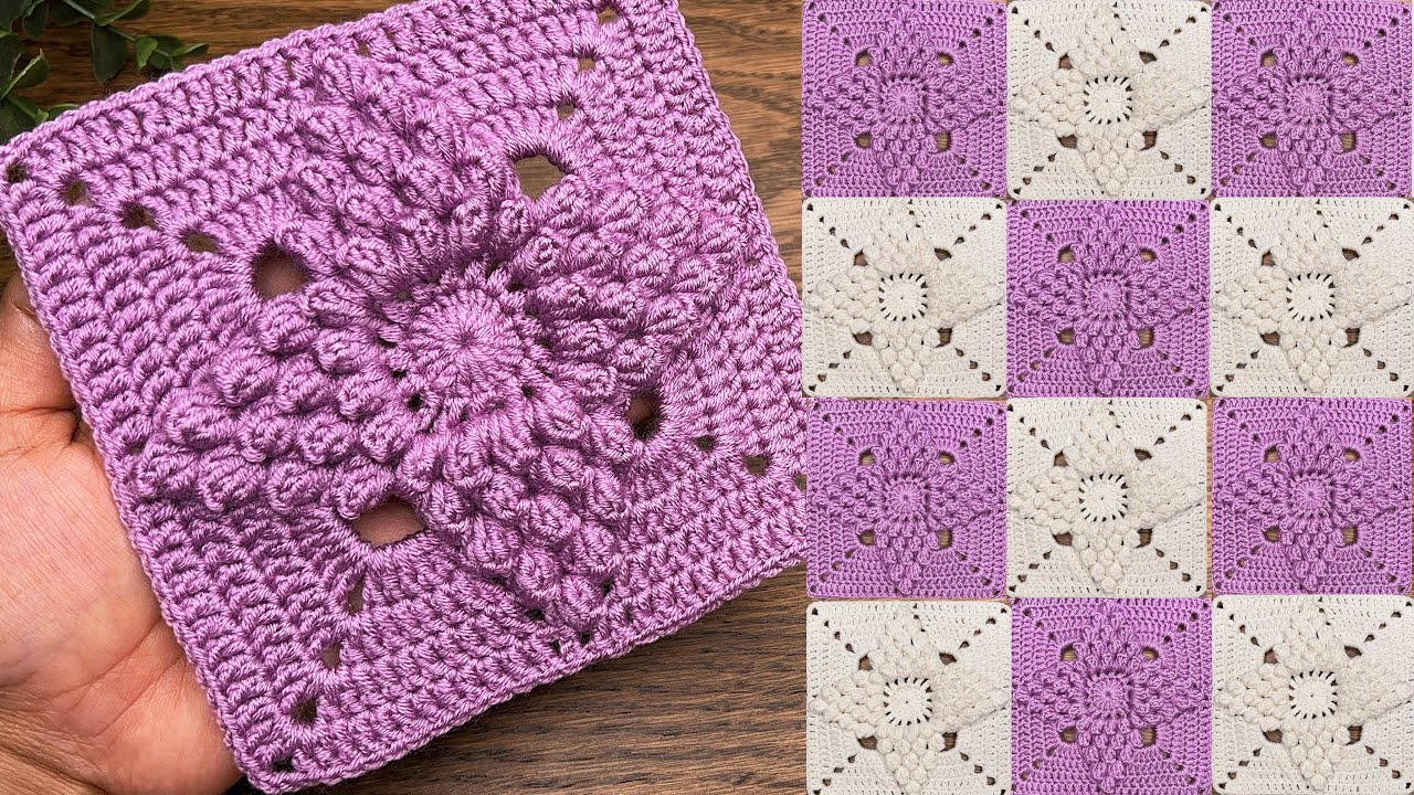 Super easy crochet square motifs pattern 