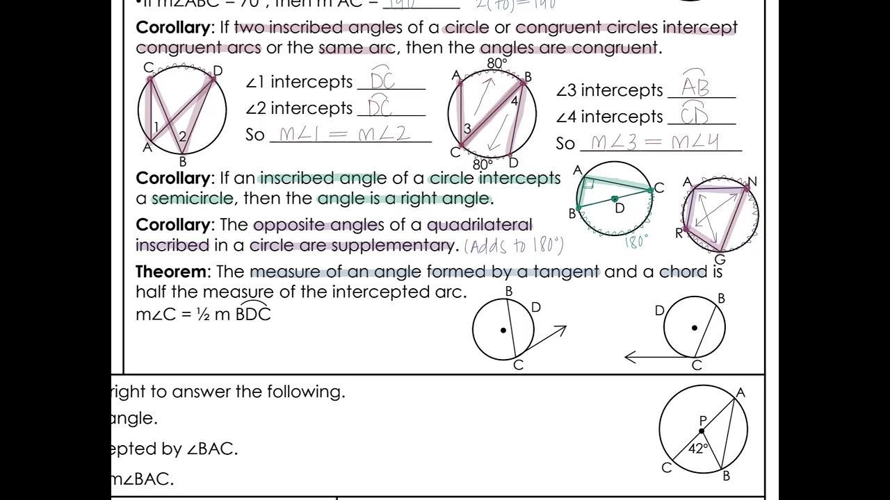 Inscribed Angles Notes