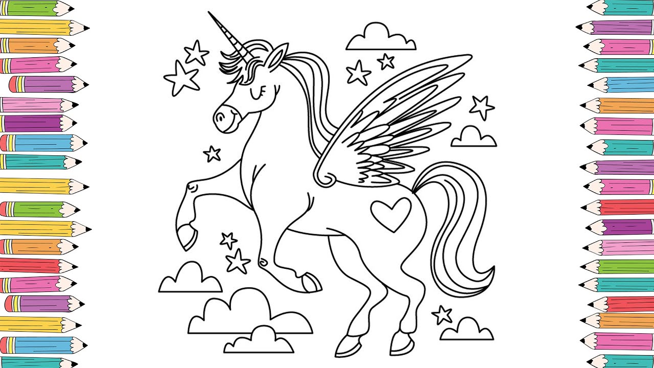 How to Color a Glitter Unicorn Coloring Page | Unicorn Coloring Page