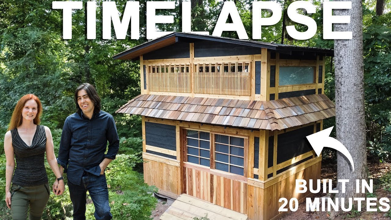 TIMELAPSE - Couple Builds a DIY Japanese Shed!