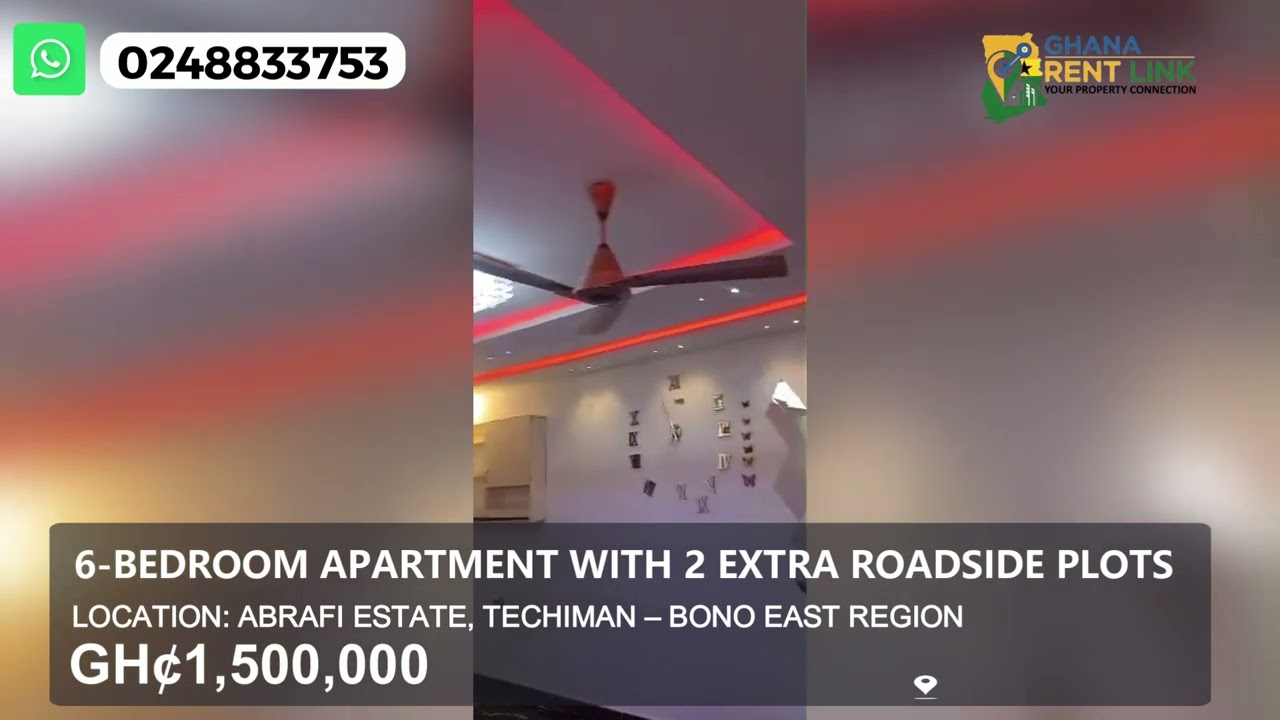 Luxury 6-Bedroom Apartment with 2 Extra Roadside Plots at Abrafi Estate, Techiman – GH₵1.5M