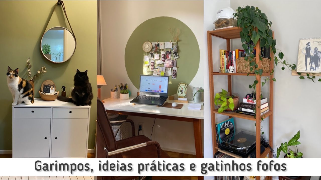 Apartamento de 45m2 alugado com garimpos, ideias práticas, aconchegantes e gatinhos fofos!