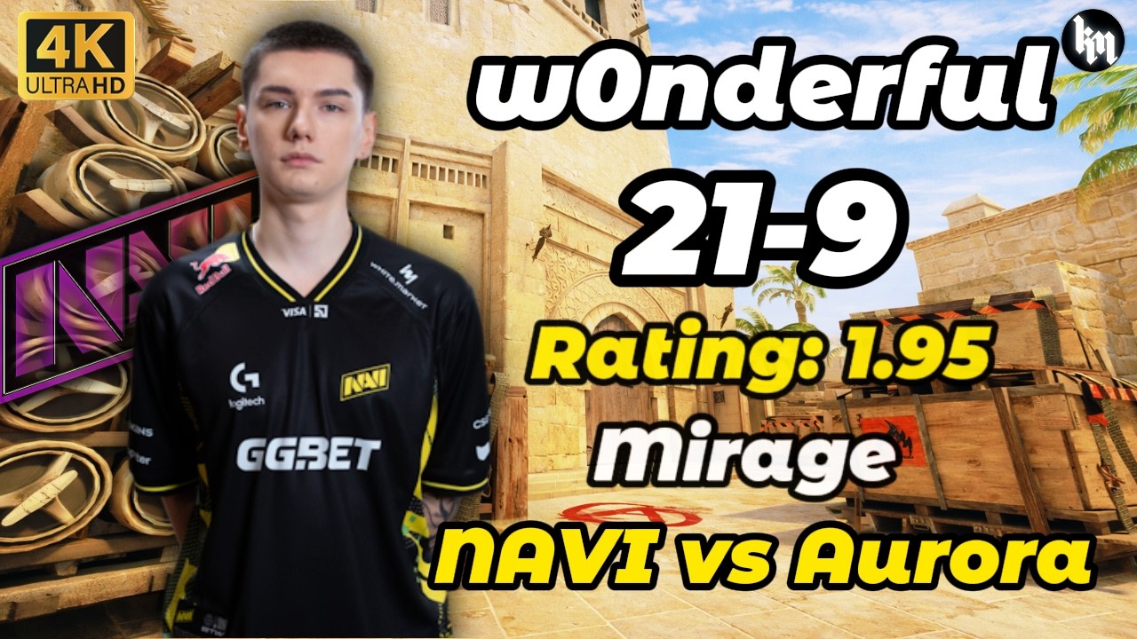 🔥w0nderful (21-9) NAVI vs Aurora (Mirage) ESL Pro League Season 23 Finals #cs2 #navi #w0nderful