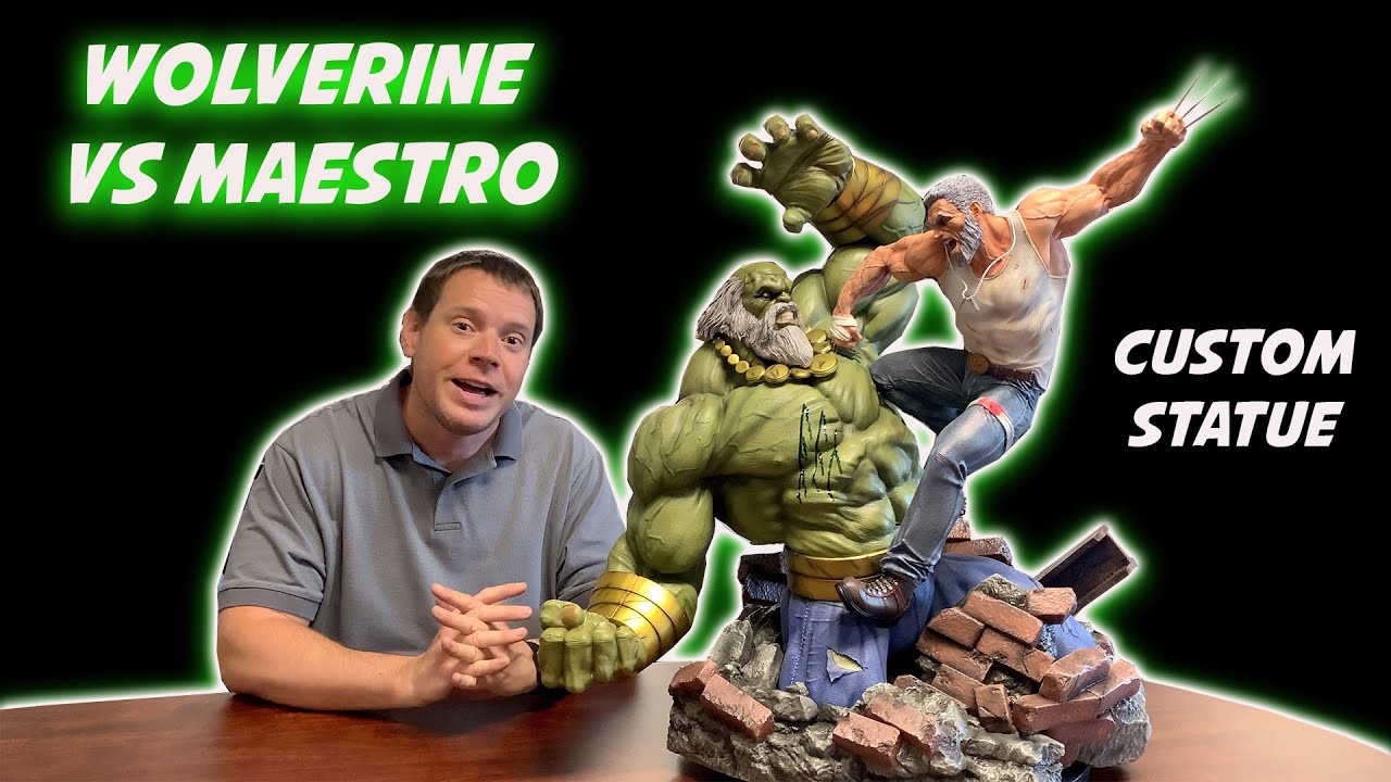 GIANT Custom WOLVERINE (Old Man Logan) Vs Maestro (Hulk) STATUE REVIEW: Phase 4