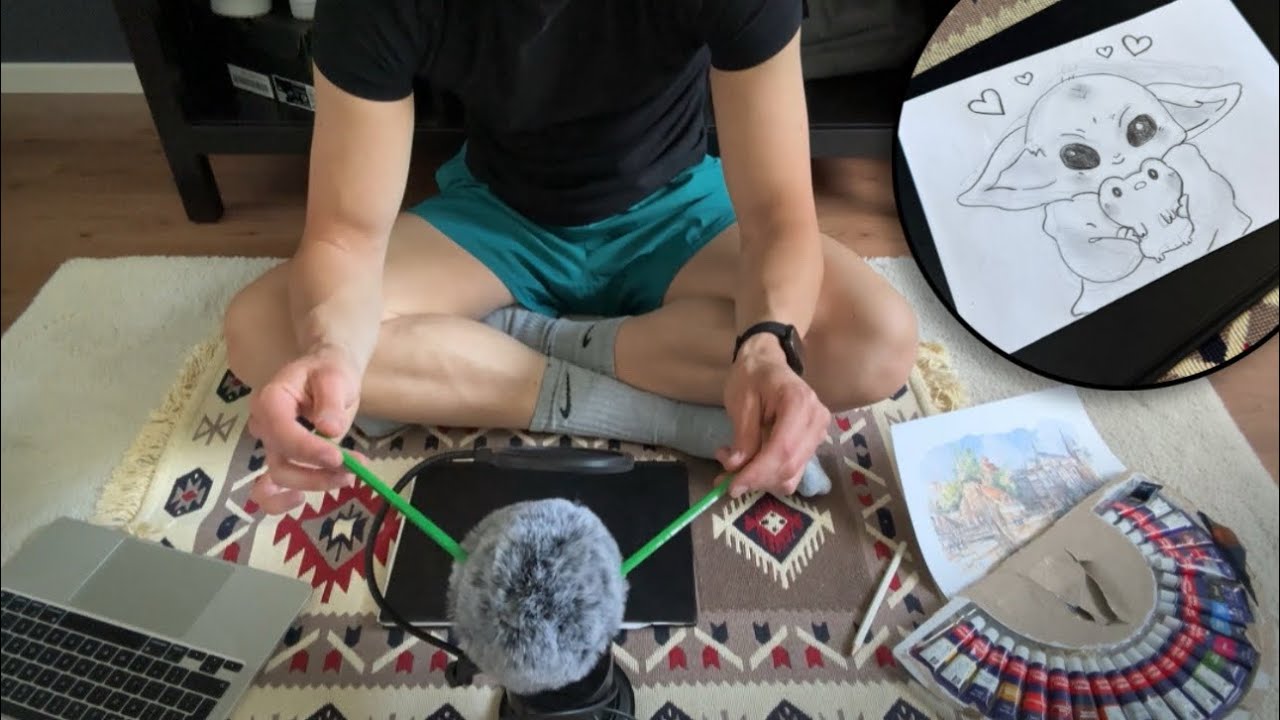 ASMR Drawing Baby Yoda | soft spoken