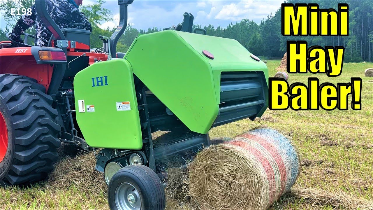 Bale Hay with Compact Tractor and Mini Hay Baler | IHI 855N Baler