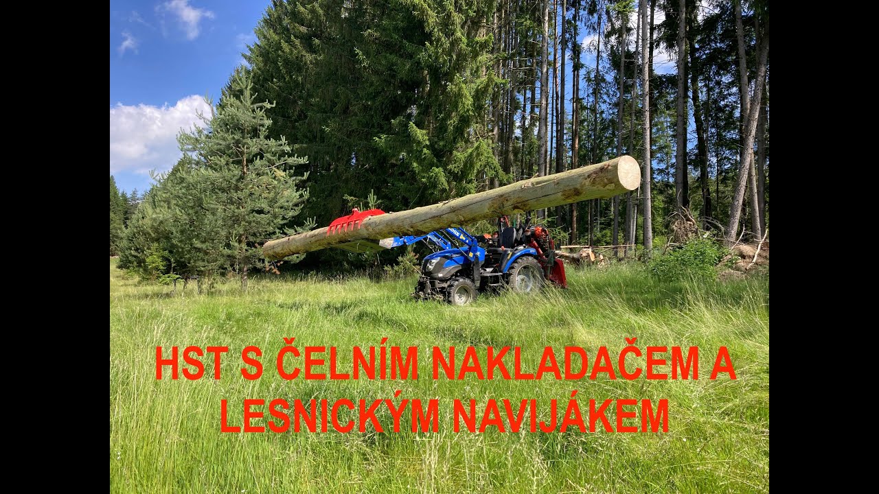 Práce traktoru SOLIS 26 HST s čelním nakladačem a lesnickým navijákem v lese