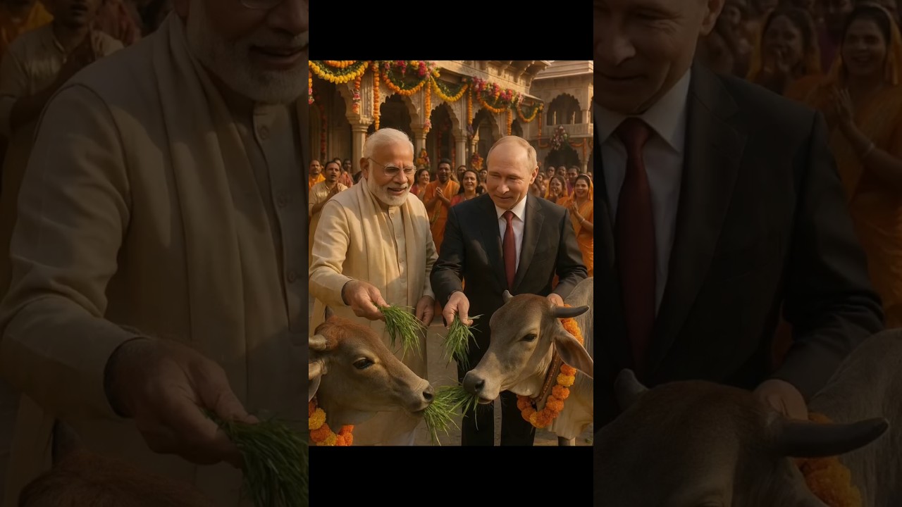 Modi Ji & Putin Perform Gau Seva in Mathura | Festive Devotional Janmashtami 🙏