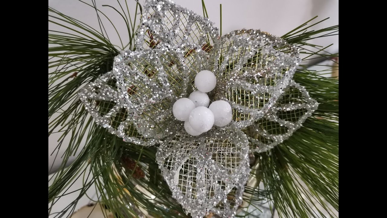 DIY COMO HACER ADORNOS NAVIDEÑOS MANUALIDAES   PARADECORACION  FLOR DE NAVIDAD RAPIDO Y  FACIL