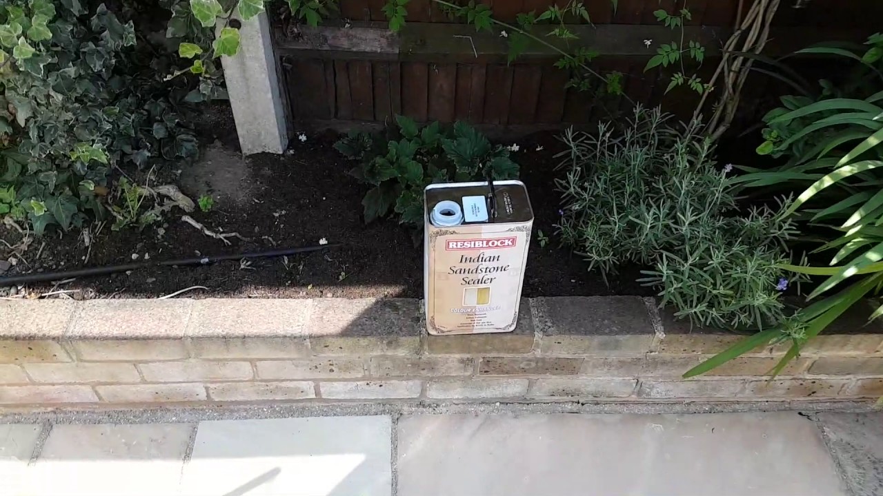 Cleaning & Sealing a Natural Stone Patio - Resiblock Indian Sandstone Sealer.