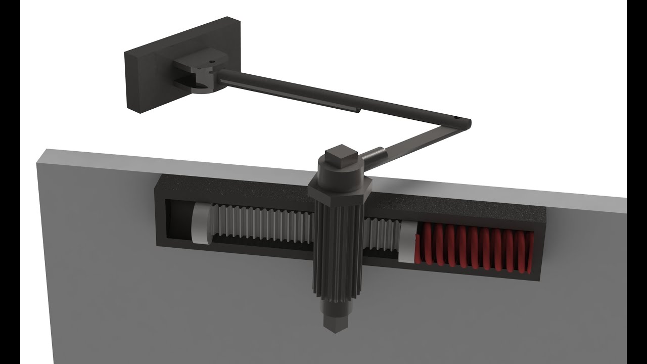 SolidWorks Animation: How a Door Closer Works, Internal Mechanism.