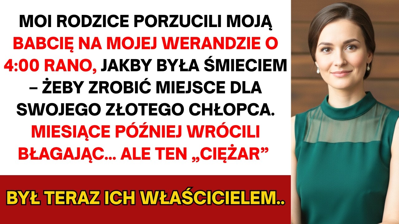 Rodzice wyrzucili babcię na mój ganek o 4 rano jak śmiecia — żeby zrobić miejsce dla...