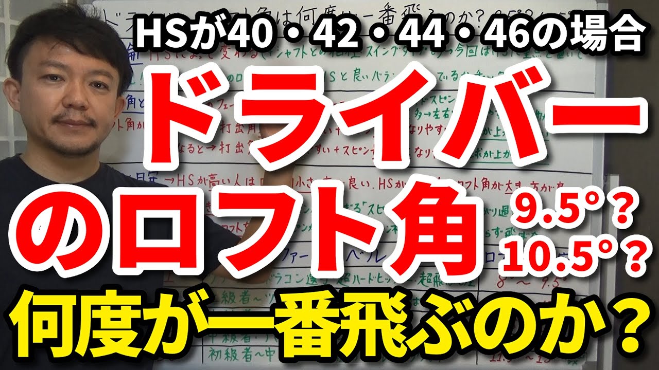 一番飛ぶドライバーのロフト角はコレです！HSが40・42・44・46の場合、ロフト角は8&deg;・9.5&deg;・10.5&deg;どれがいいのか？合わないロフトを使い続けた末路もご紹介。【クラブセッティング】【吉本巧】