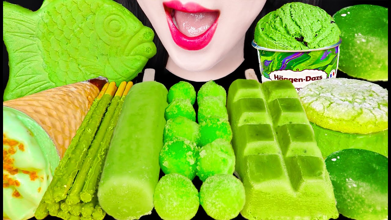 ASMR GREEN TEA FOODS HAAGEN-DAZS ICE CREAM 녹차 디저트 먹방 EATING SOUNDS