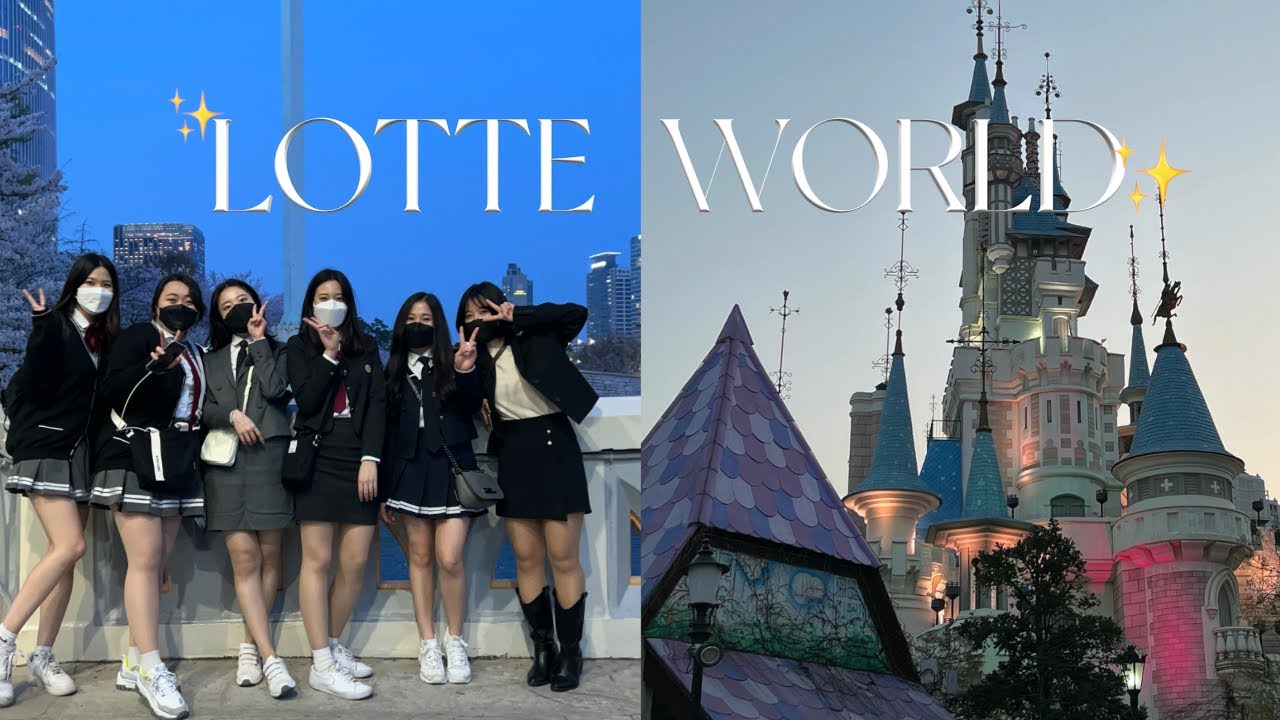 LOTTE WORLD W/ FRIENDS! 👧🏻🎈 RENTING SCHOOL UNIFORMS AT EHWA 🎒