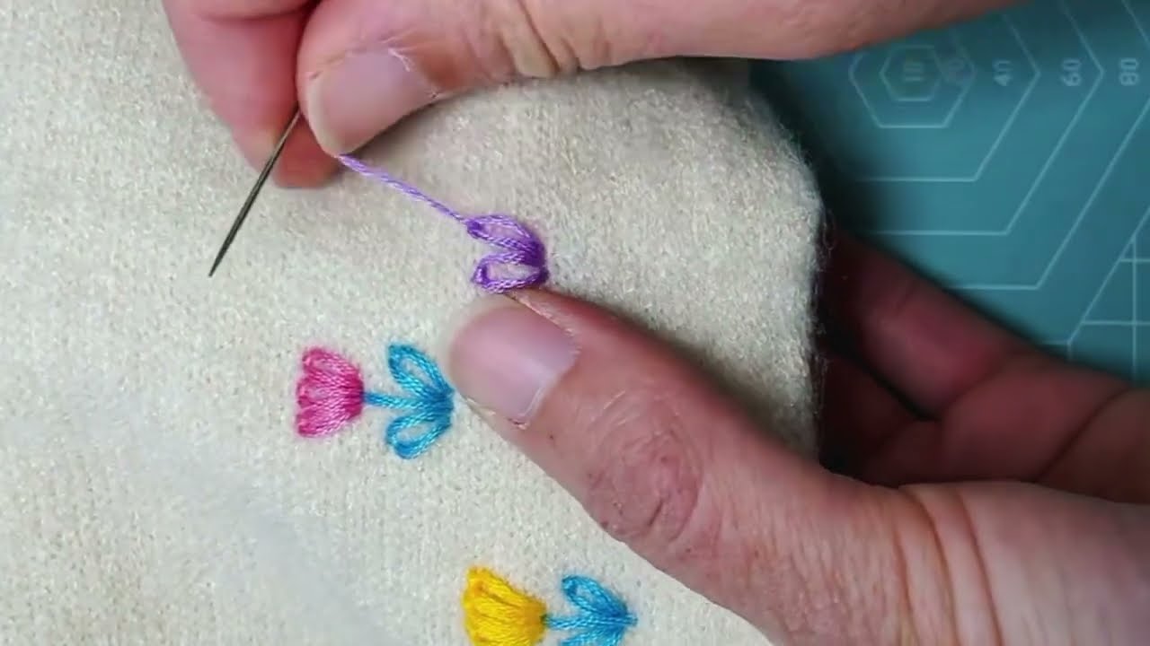 Beautiful flowers embroidery on sweater|hath ki kadhai|hand embroidery 