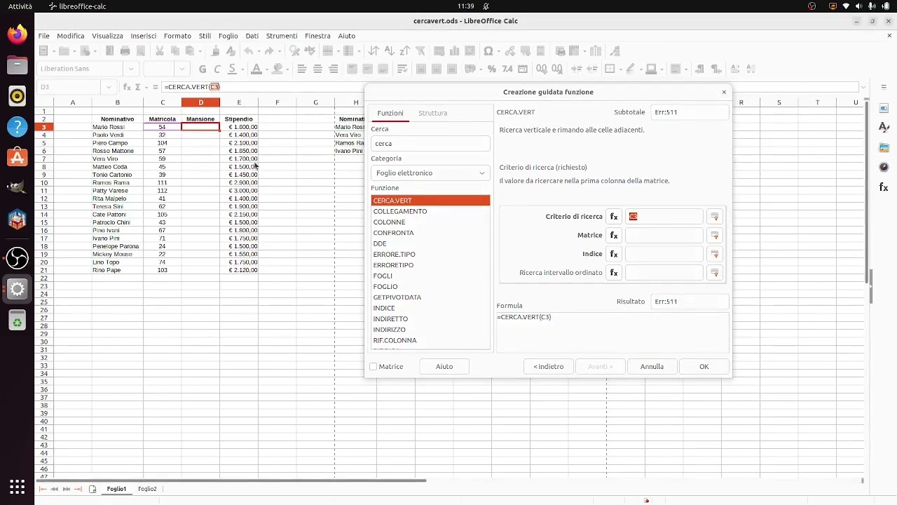 LibreOffice Calc (9): la funzione cerca.vert