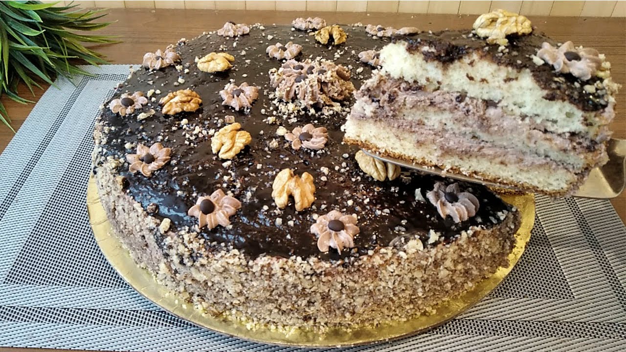 15 Nəfərlik Yumşaq, Şokoladli,Qozlu Tort Resepti.Dadina Doymaq Olmur.Шоколадно ореховый Торт