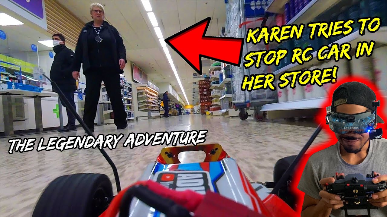 Crazy Lady Tries to Stop FPV RC Car In N Out Troll Prank!