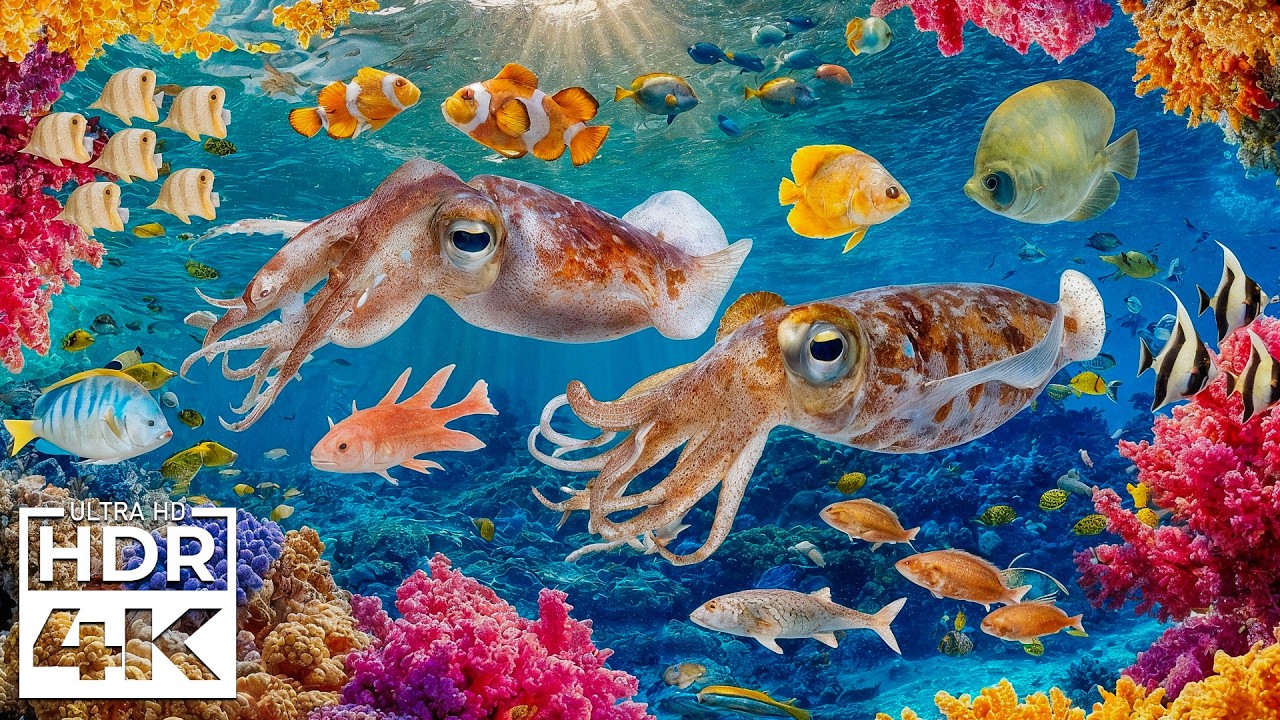 Спокойствие глубокого океана в формате 4K 🌊 Мирные коралловые рифы, рыбы и мирная морская жизнь для
