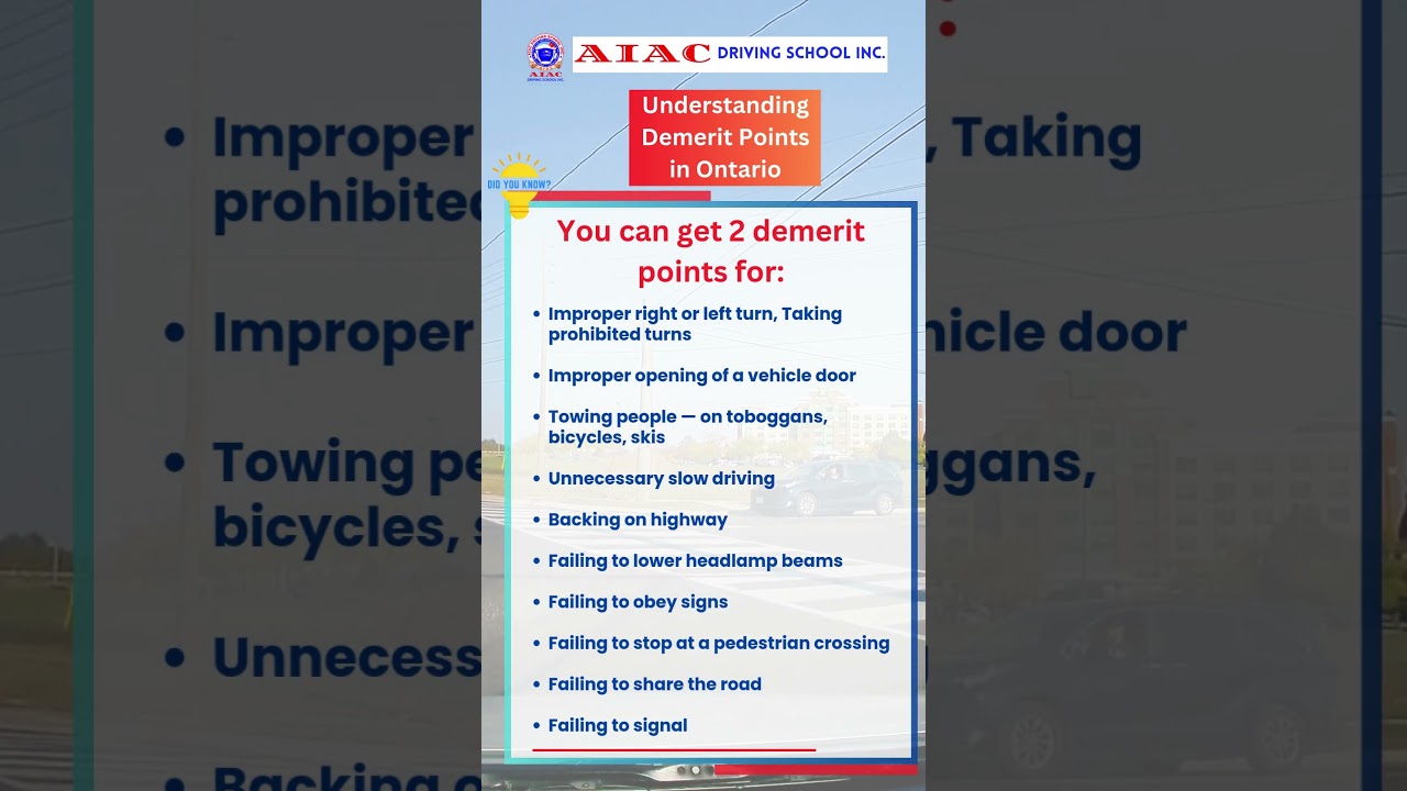 2 Demerit Ponts  - Understanding Demerit Points in Ontario - G1 practice