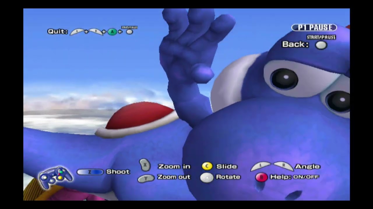 SSBB    Giant growing dark blue yoshi vs link and rob