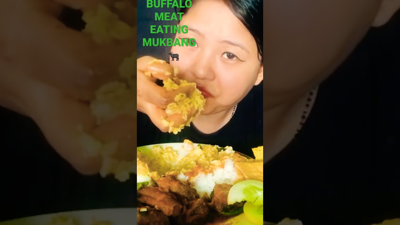 EATING SPICY BUFFALO MEAT WITH RICE | NEPALI MUKBANG 🐃 #SHORTS
