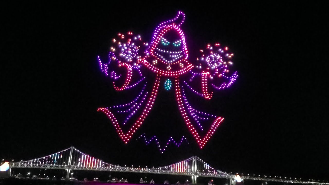 게임 속 세상 🎮 Busan Gwangalli Drone Show | 광안리 드론라이트쇼 2월 21일 #koreatravel #busan #koreanight #droneshow 