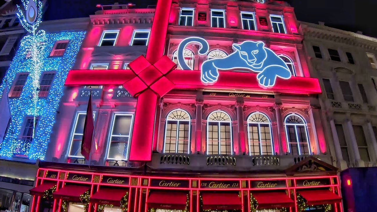 London Mayfair Christmas Lights and Shop Window Displays - New Bond Street to Fortnum and Mason