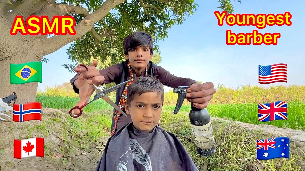 ASMR youngest barber 💈 in Brazil 🇧🇷 Amazing fast and aggressive haircut 
