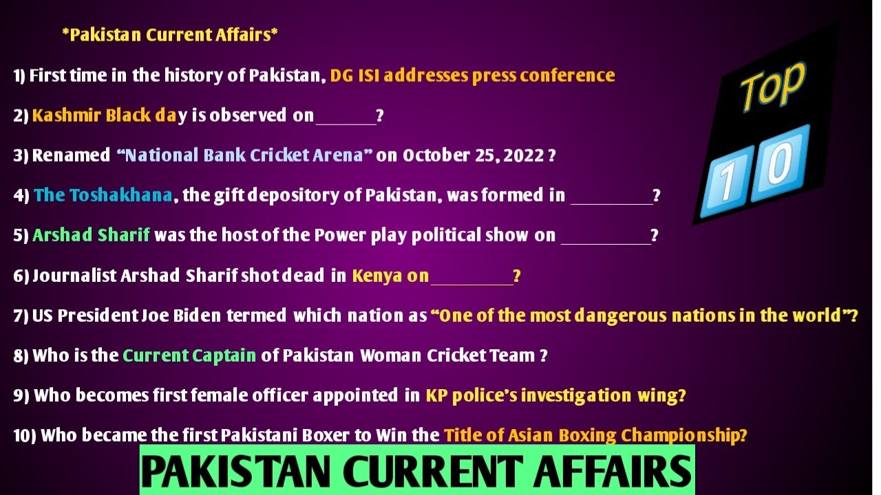 Top 10 Pakistan Current  affairs| Pakistan| World Affairs