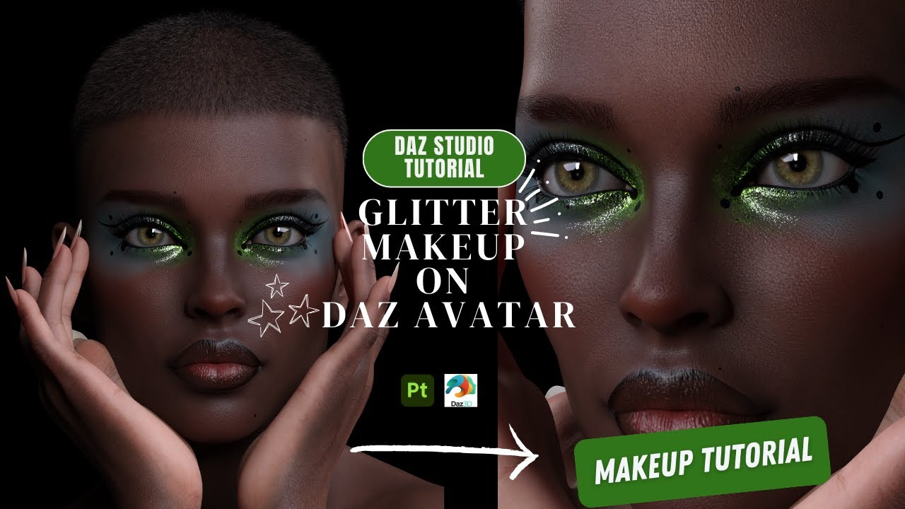Glittery makeup look on Daz Avatar in Substance Painter #workflow