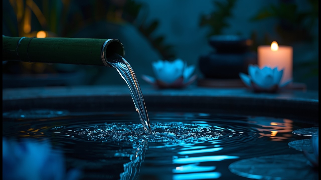Deep Relaxation Night Ambience with Natural Flowing Water | LIVE