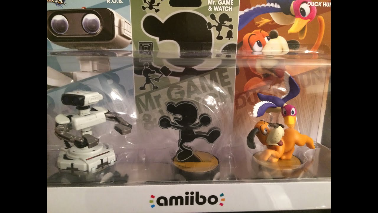 Retro Nintendo Amiibo Gamestop Exclusive 3-Pack Unboxing ROB, Mr. Game & Watch, & Duck Hunt