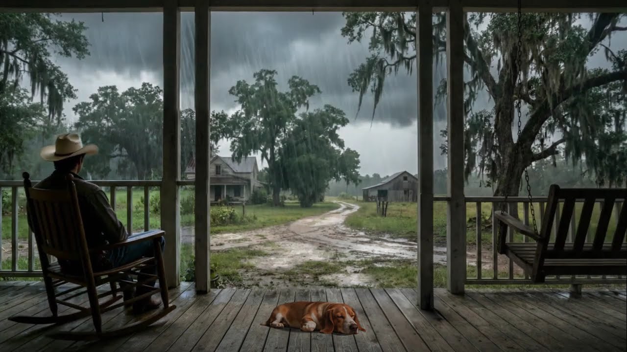 Thunderstorm Rainy Porch Ambience - Rain and Thunder Sounds - For Relaxation - Sleep - Study ASMR