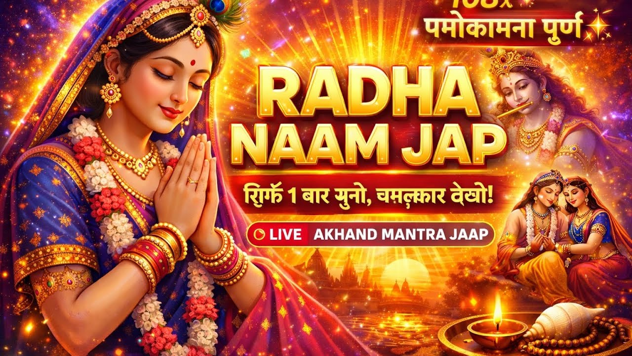 💯🤩🥰Radha Nam Jap । राधा नाम जप। दुख दूर कर देने वाला मंत्र ।💯💯💯💯