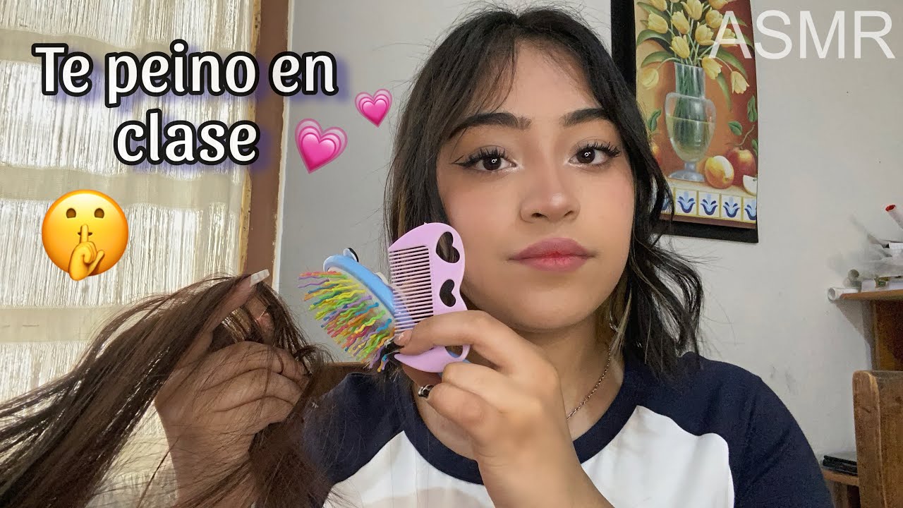 ASMR chica de atrás de tu clase juega con tu cabello 🤭