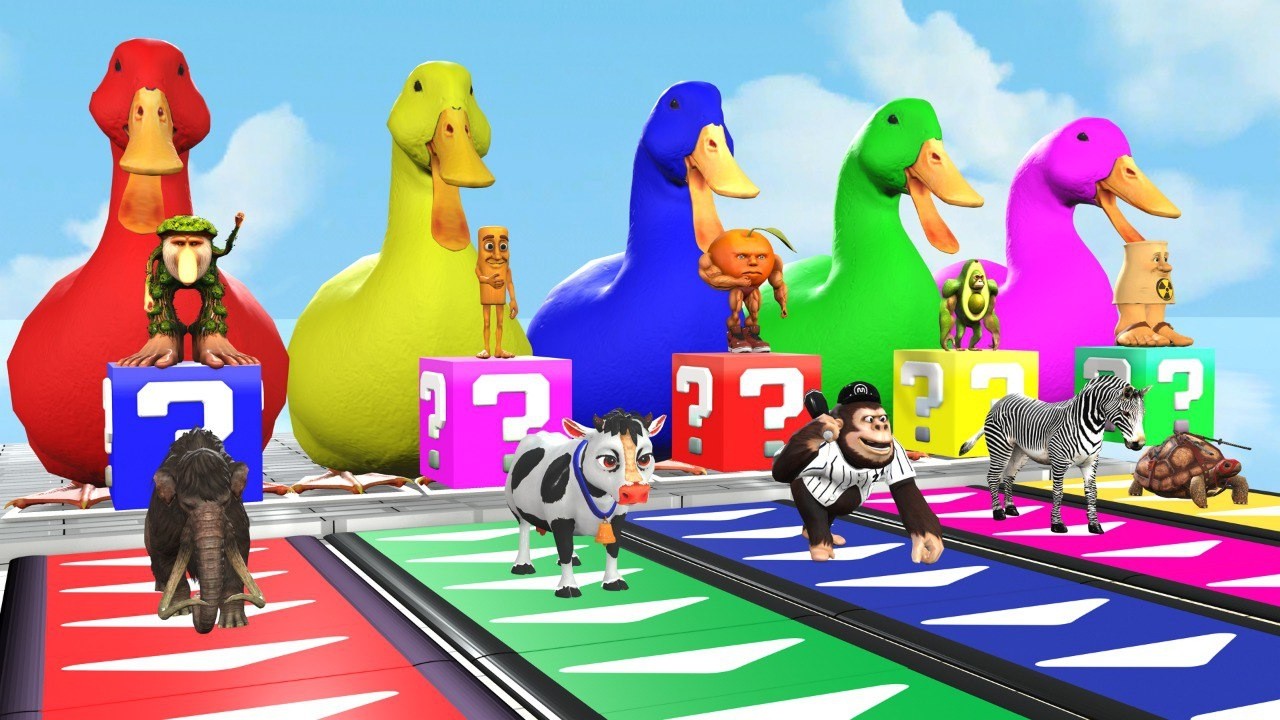 Long Slide Game With Elephant Gorilla Buffalo Hippopotamus Tiger 3d Animal Game Funny 3d Animals