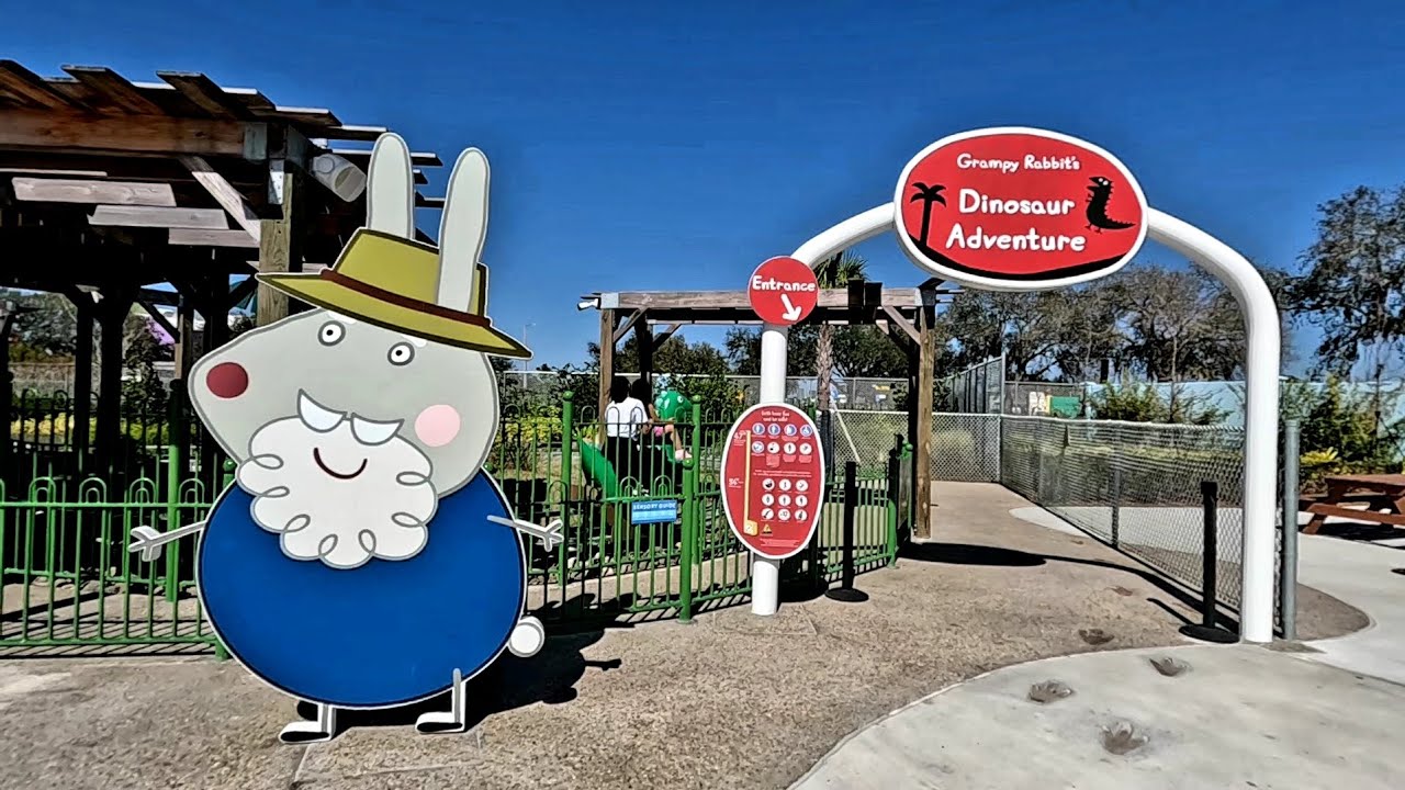 [ Full Ride 2023 ] Grampy Rabbit’s Dinosaur Adventure Ride at Peppa Pig Theme Park | Florida
