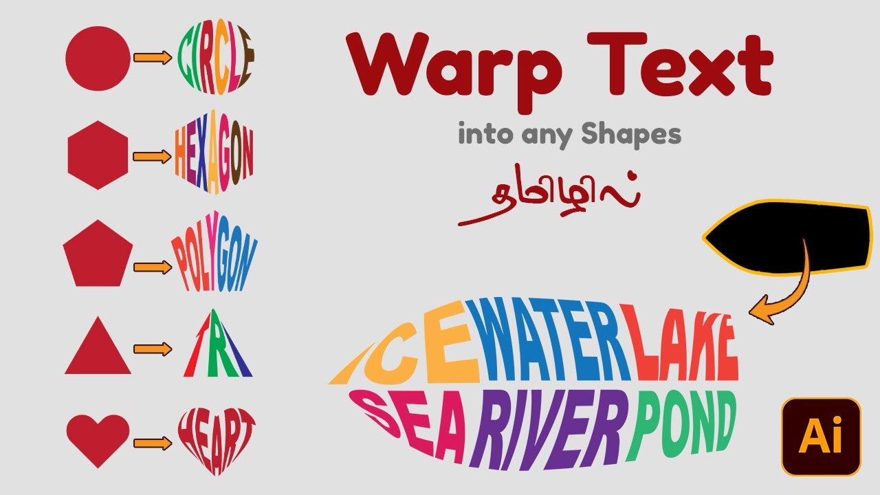 Warp text into any shapes illustrator tutorials in tamil | Tamil illustrator tutorials