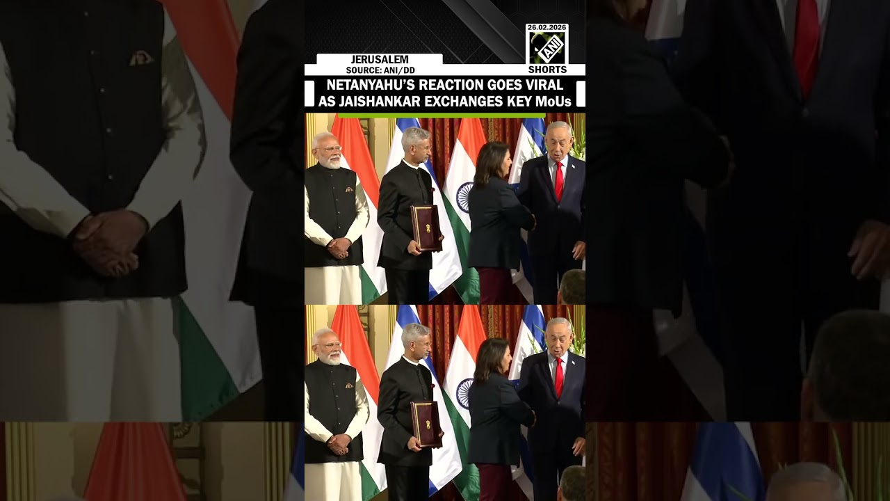 Israeli PM Netanyahu&rsquo;s reaction goes viral as EAM Jaishankar exchanges MoUs in presence of PM Modi