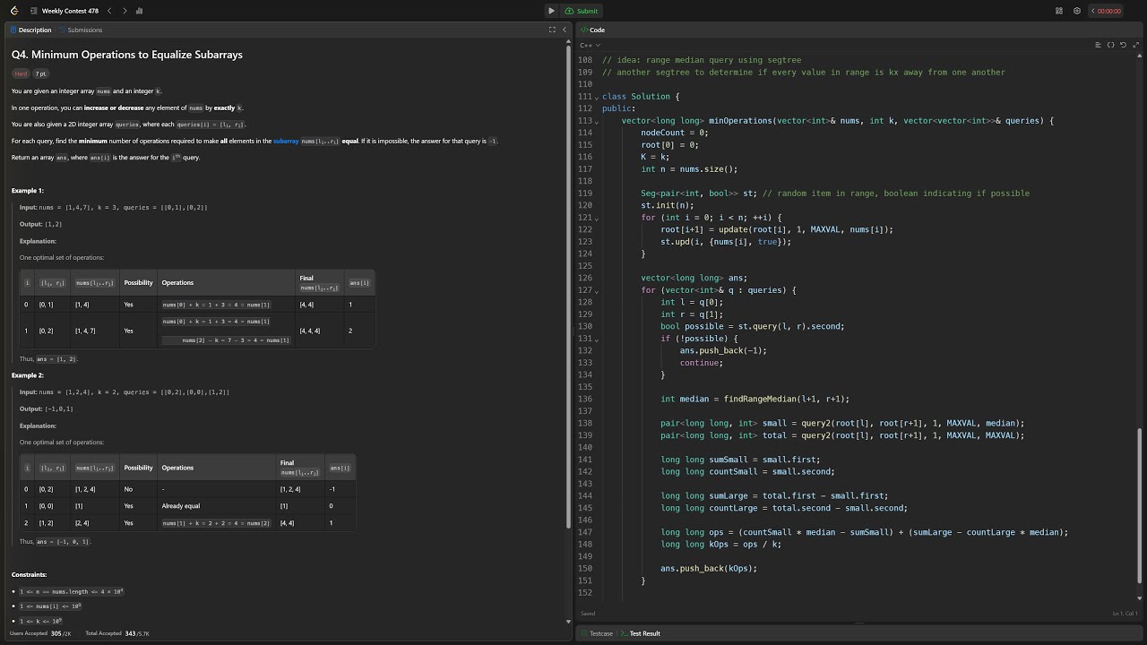 LeetCode Weekly Contest 478 Virtual (4/4, persistent segment tree)