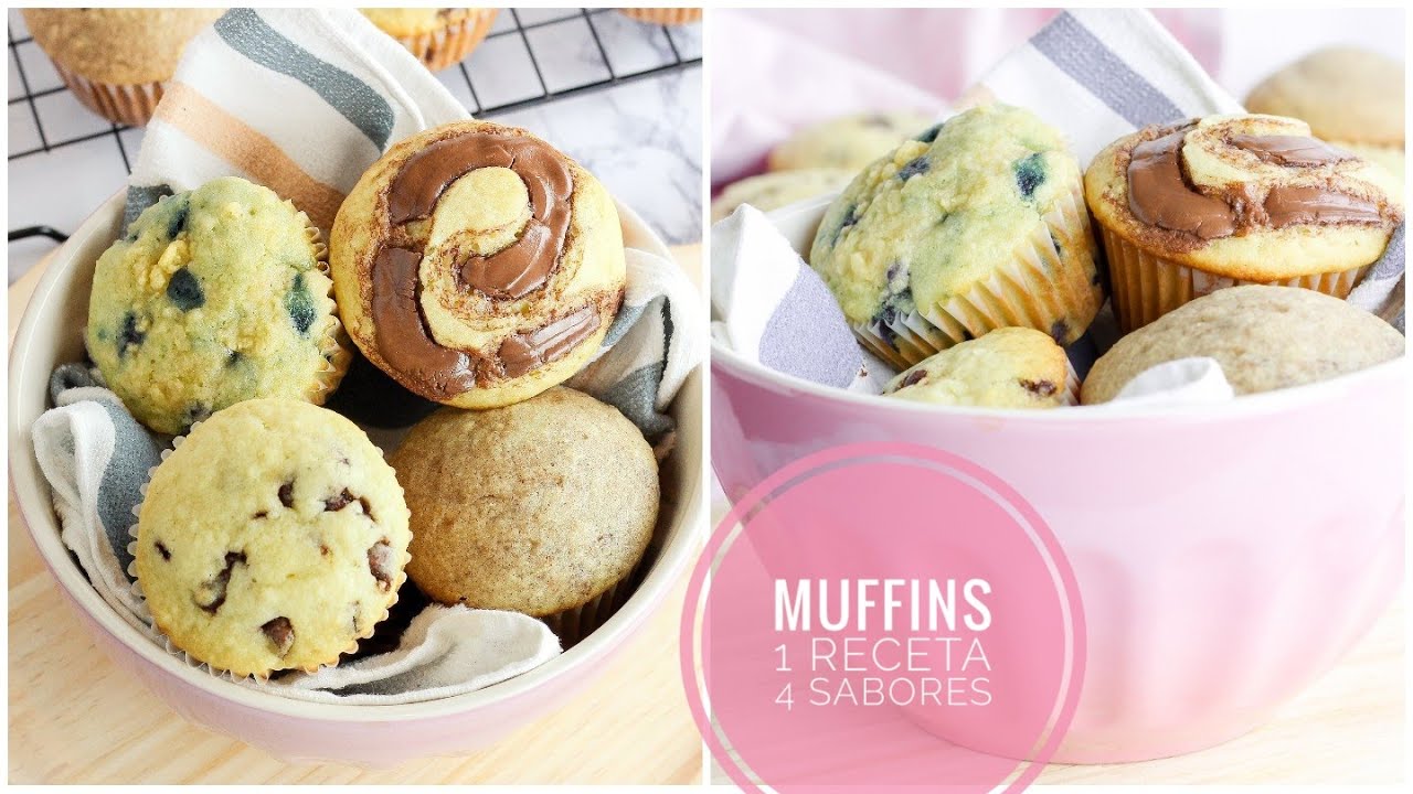Muffins | 1 Receta | 4 Sabores | Faciles y muy deliciosos