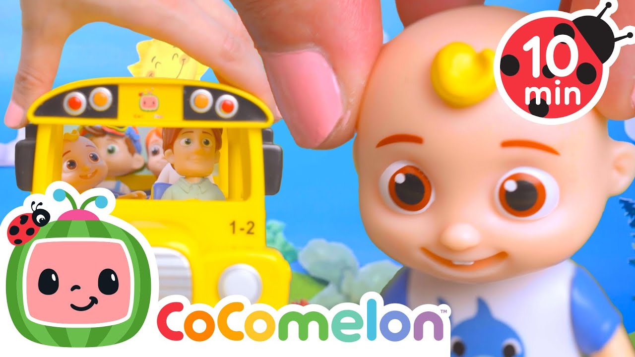 Wheels On The Yellow Toy Bus 🚌 CoComelon Toy Play Learning | Nursery Rhymes for Babies