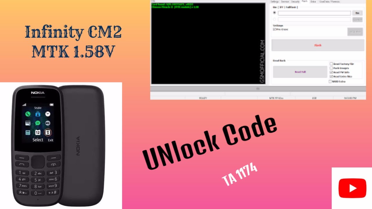 Nokia Ta1174 security code Unlock Cm2 MTK  v1.58......