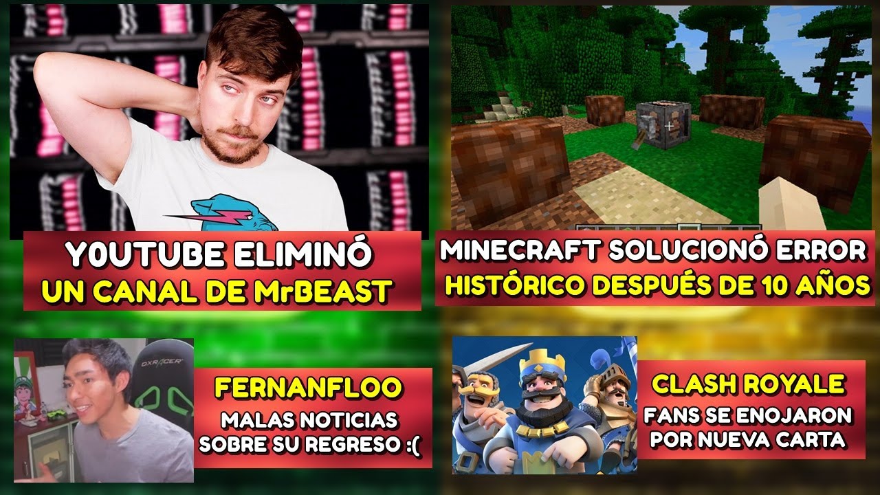 Y0UTUBE ELIMIN&Oacute; UN CANAL DE MrBEAST | MINECRAFT SOLUCION&Oacute; ERROR HIST&Oacute;RICO | FERNAN MALAS NOTICIAS 😔